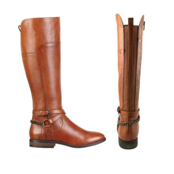 Marc Fisher Shoes - Marc Fisher Alexis Cognac Leather Riding Boots